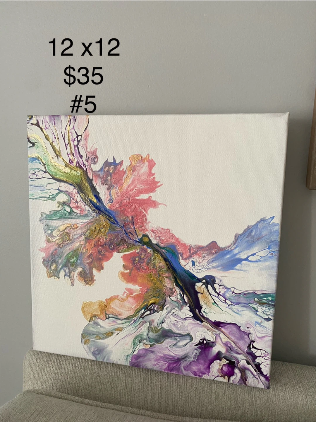 Abstract Fluid Art Canvas Painting - 8x20 - photo 4