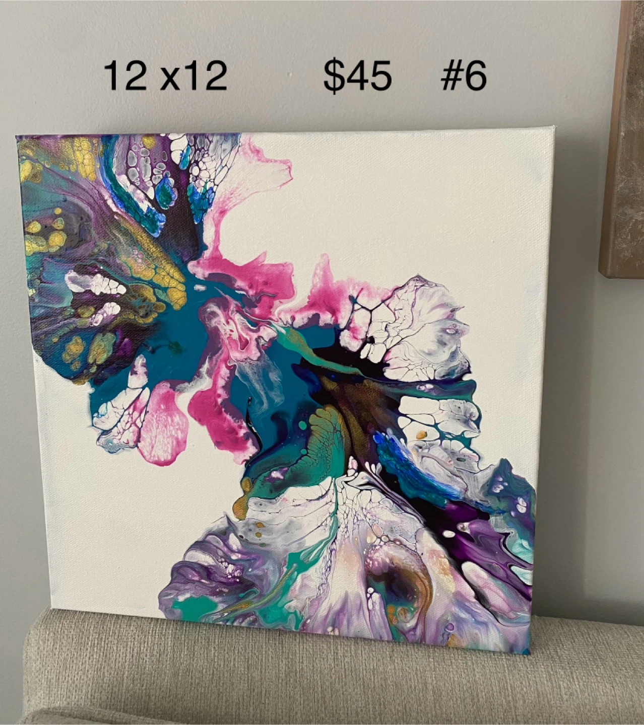 Abstract Fluid Art Canvas Painting - 8x20 - photo 3