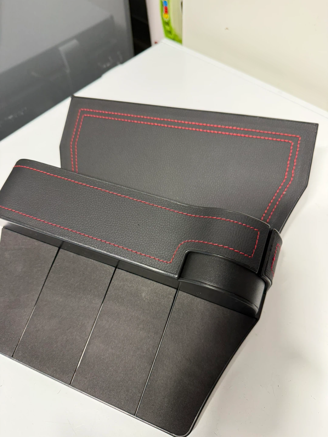 Car Seat Gap Organizer Black with Red Stitching - photo 2