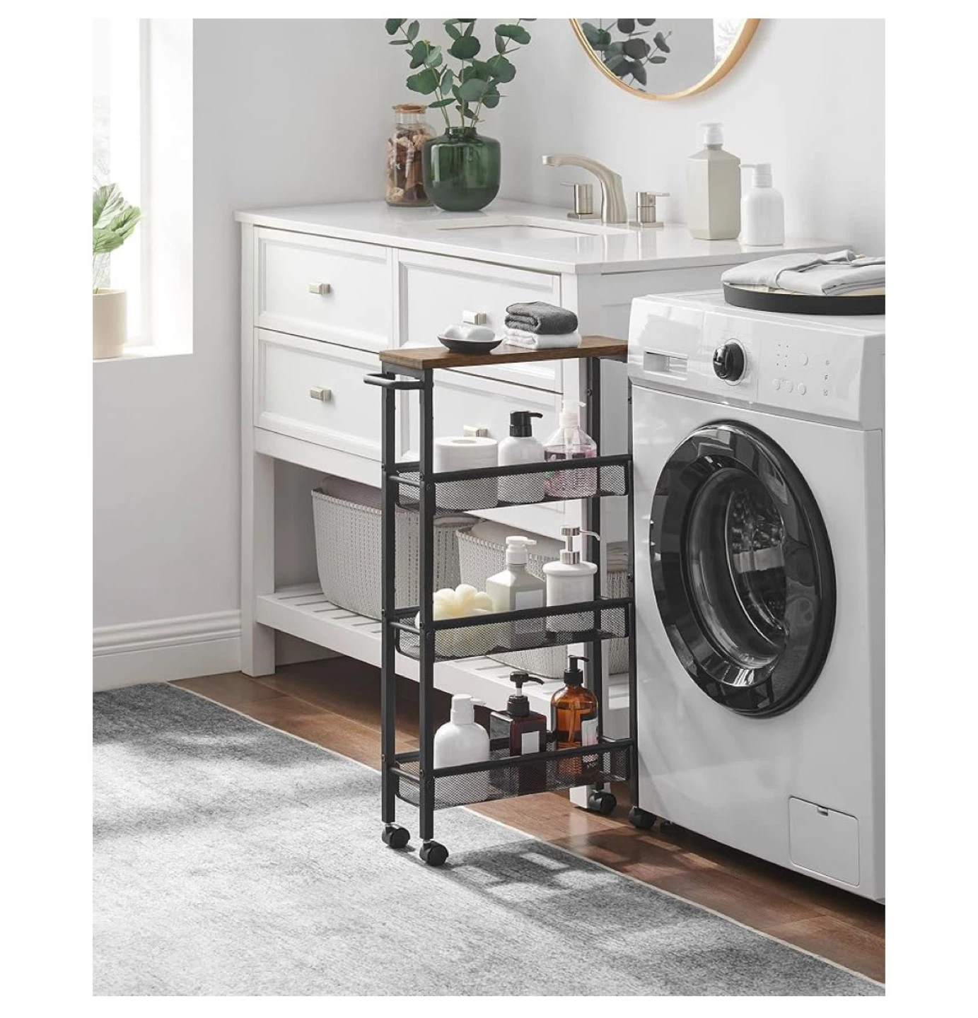4-Tier Rolling Storage Cart with Handle and Wheels - photo 2