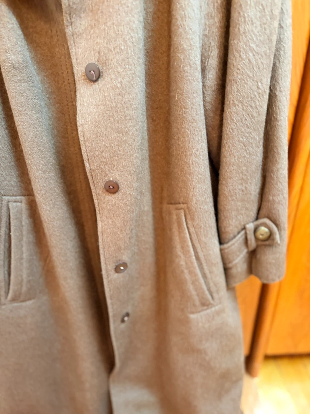 Terra Women's Brown Alpaca Wool Blend Coat with Fur Collar - photo 3