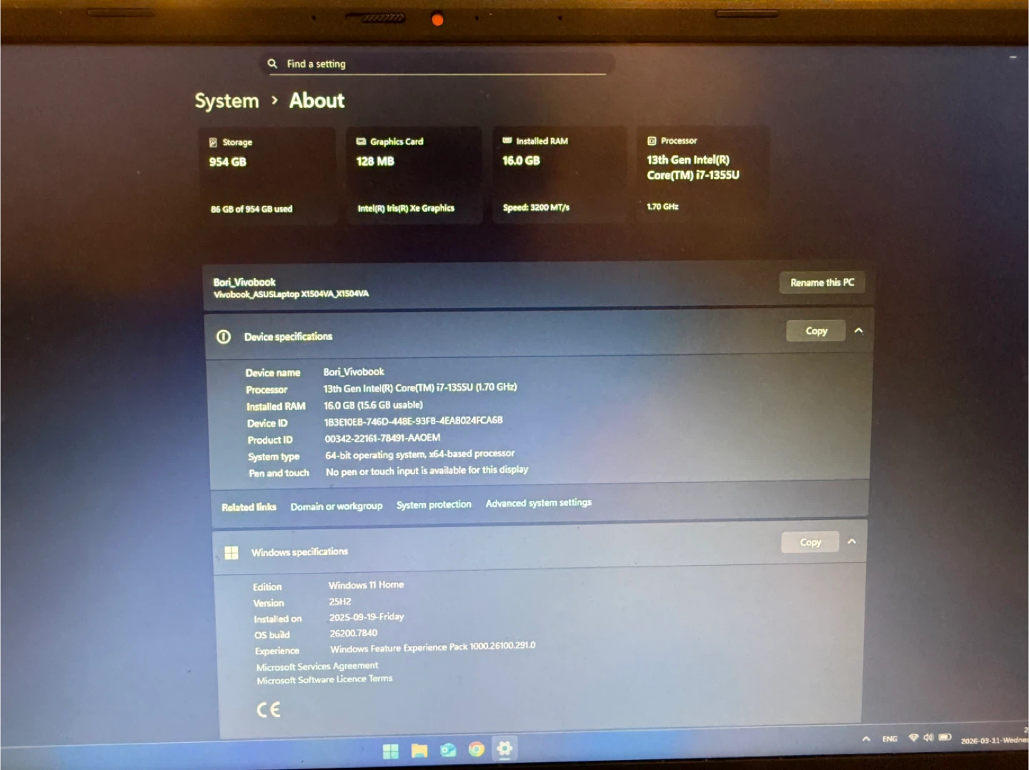 ASUS Vivobook 15inch Intel i7, 16GB RAM, 1TB SSD, mouse, bag - photo 2