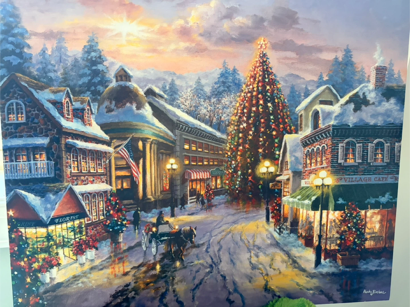 Winter Village Christmas Scene Wall Art - photo 2