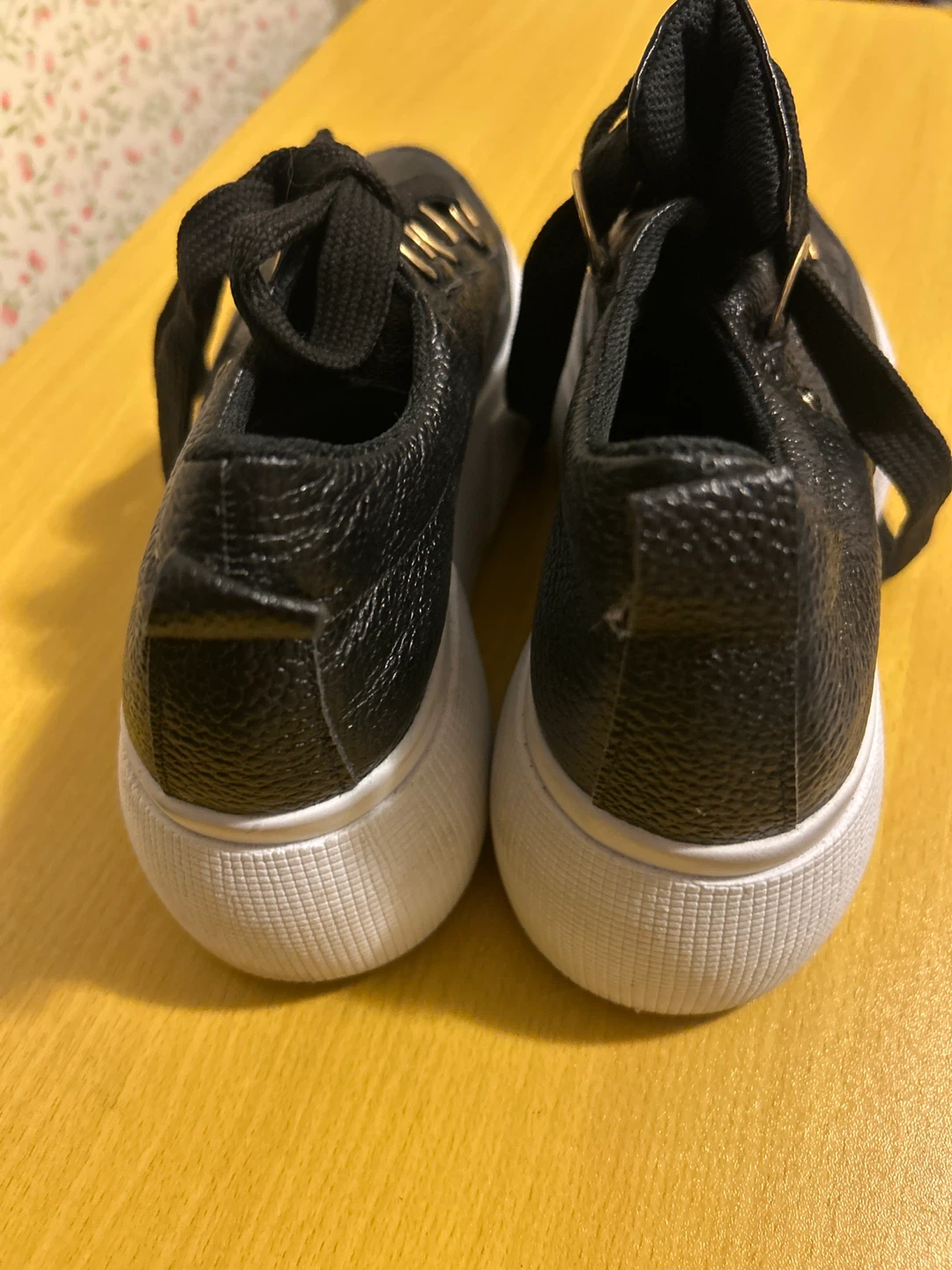 COSMOS Black Faux Leather Lace-Up Sneakers 37 - photo 3
