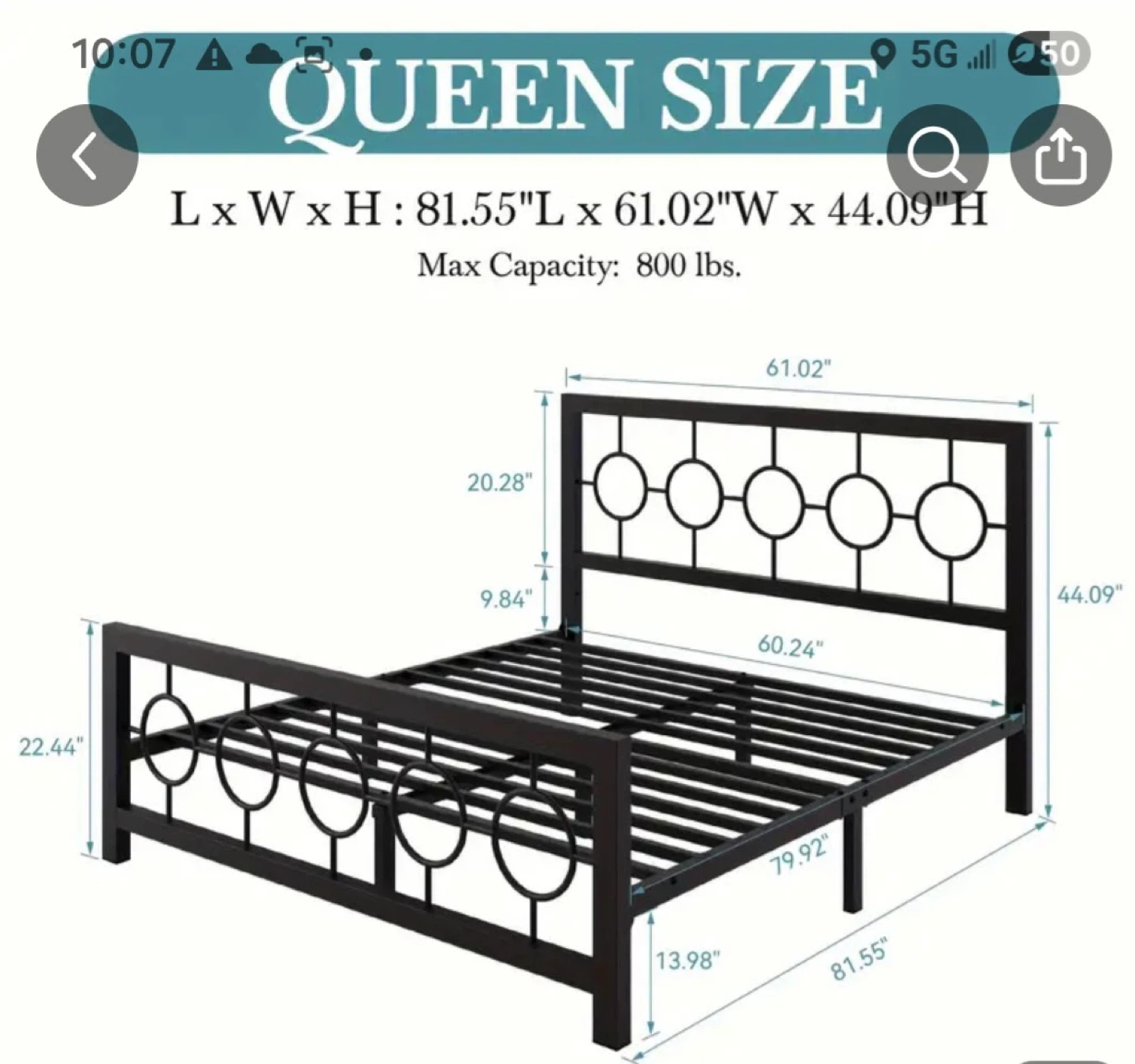 The Art of Living Queen Size Metal Bed Frame - photo 2