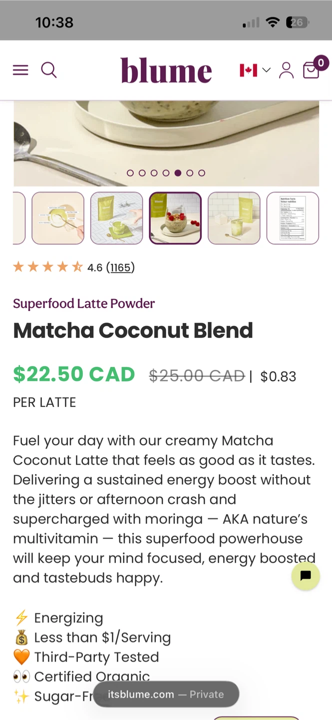 Blume Matcha Coconut Blend Superfood Latte Powder - photo 4