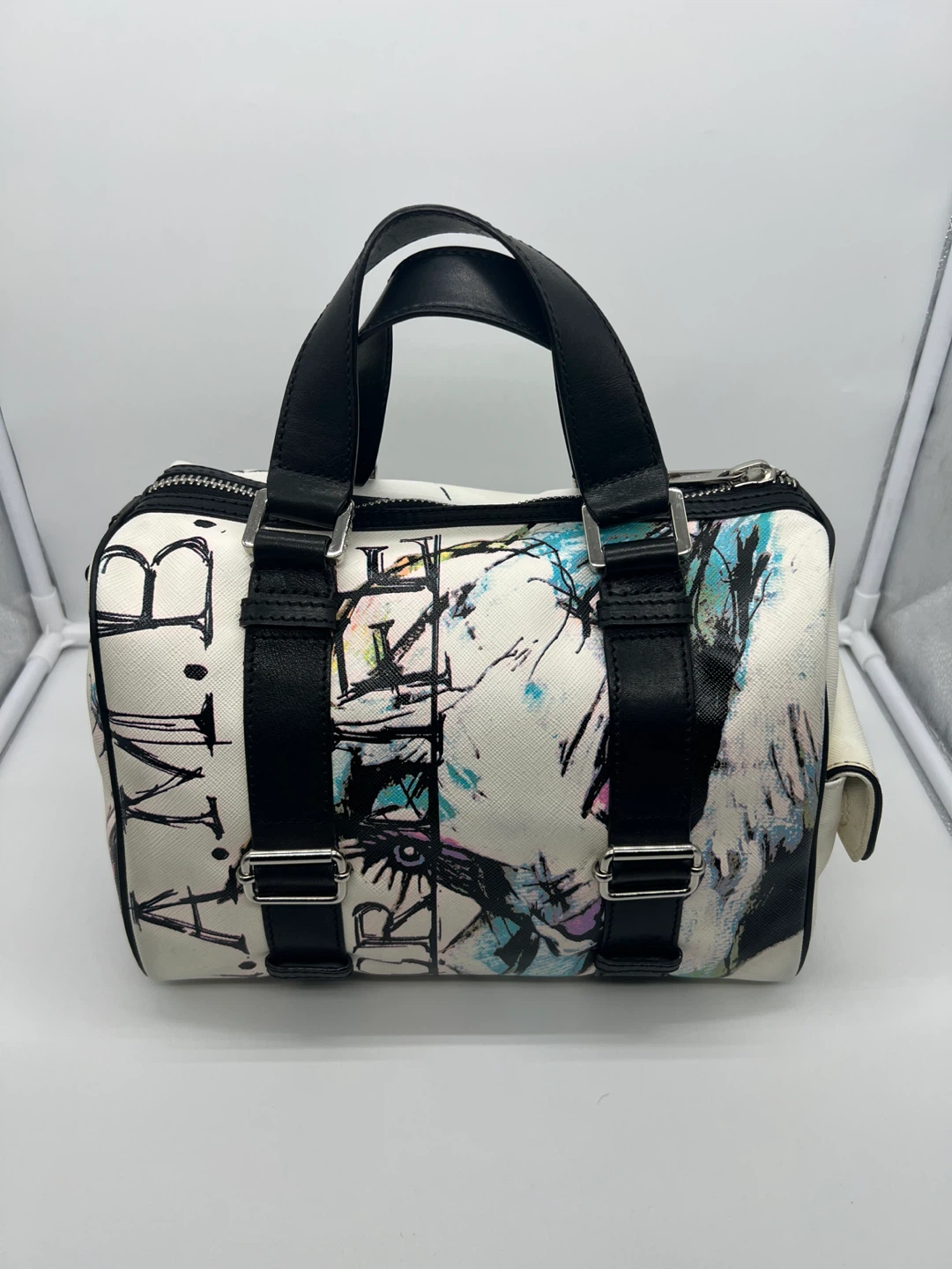 L.A.M.B. GWEN STEFANI Graffiti Design PVC Leather Trim Satchel