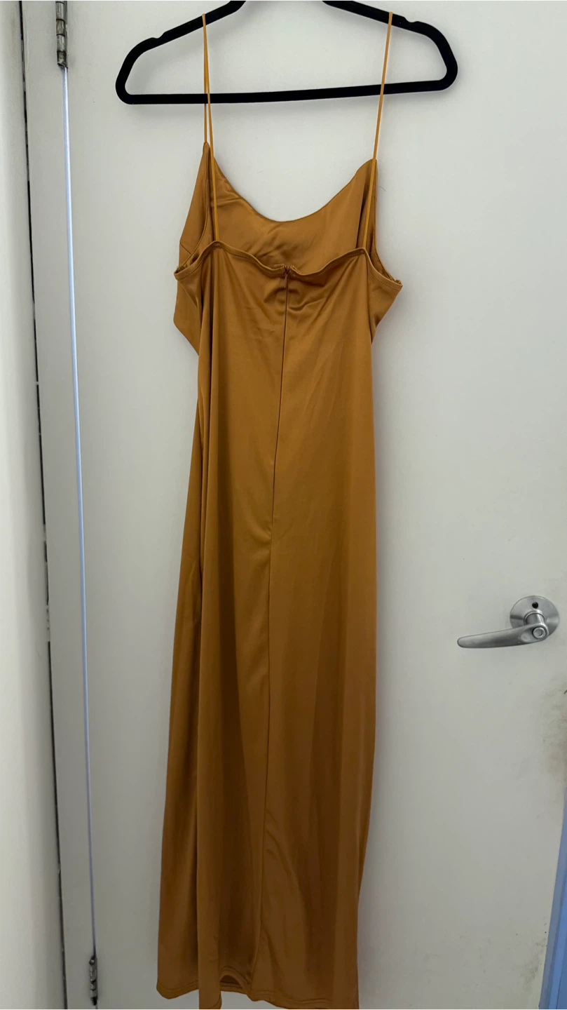Orange Cut Out Satin Dress - photo 2