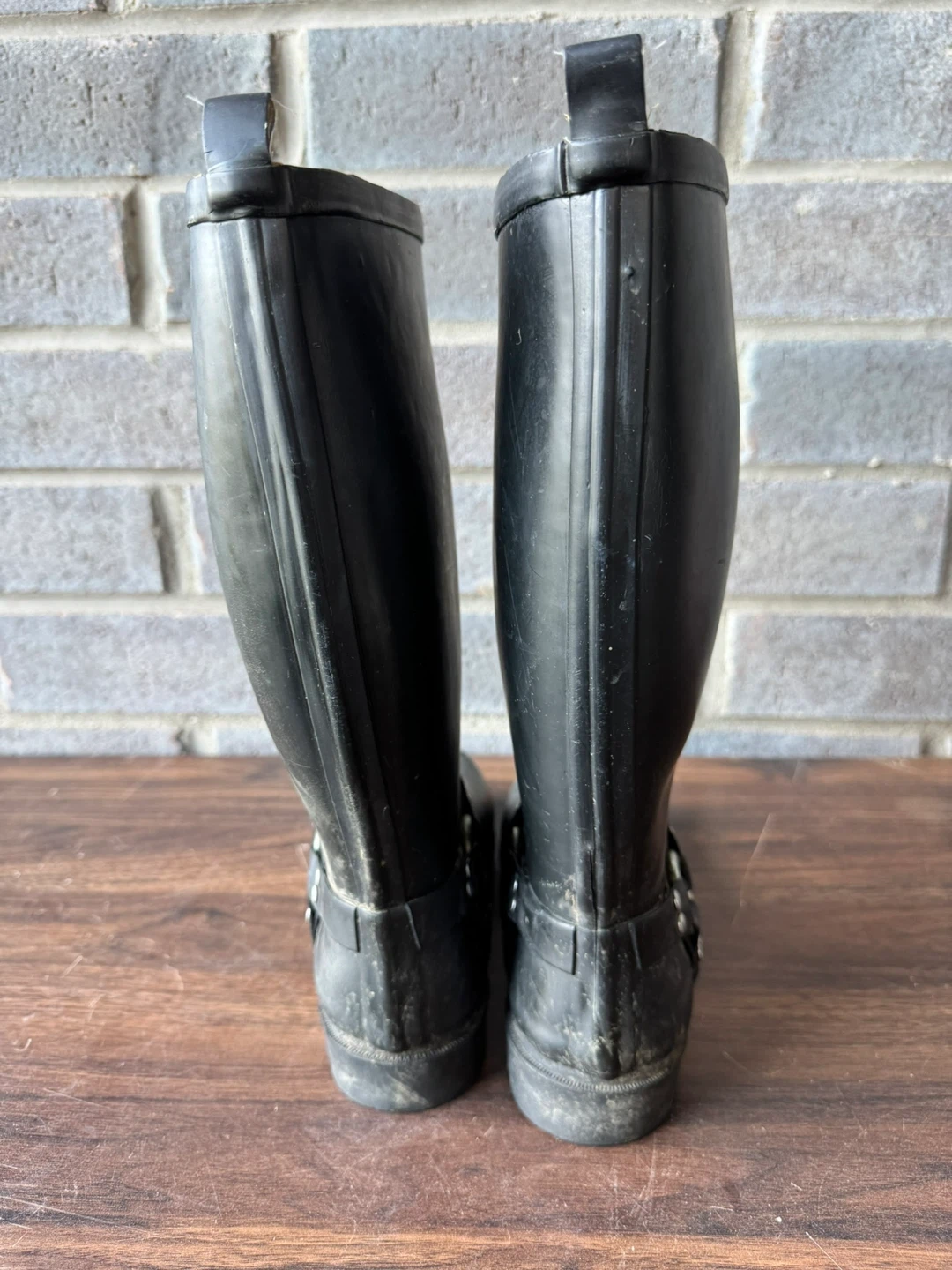 Black studded rain boots / rain shoes / size 8 / women / black - photo 5