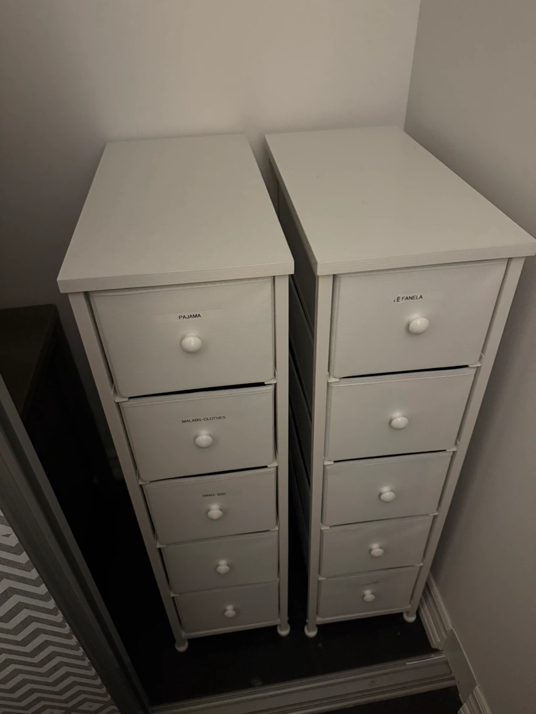 White Fabric Drawer Storage Units (Set of 2) - photo 2
