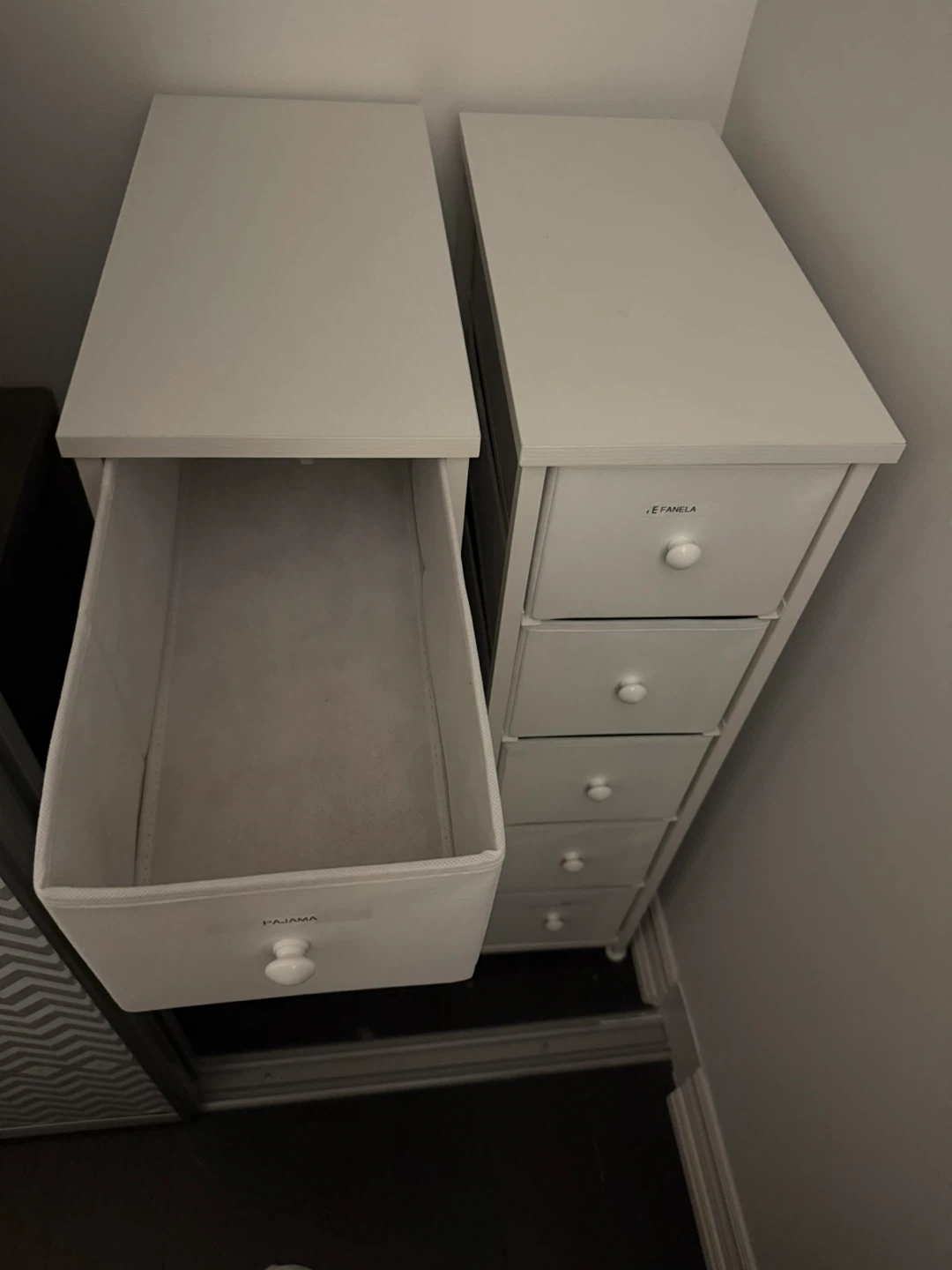 White Fabric Drawer Storage Units (Set of 2)
