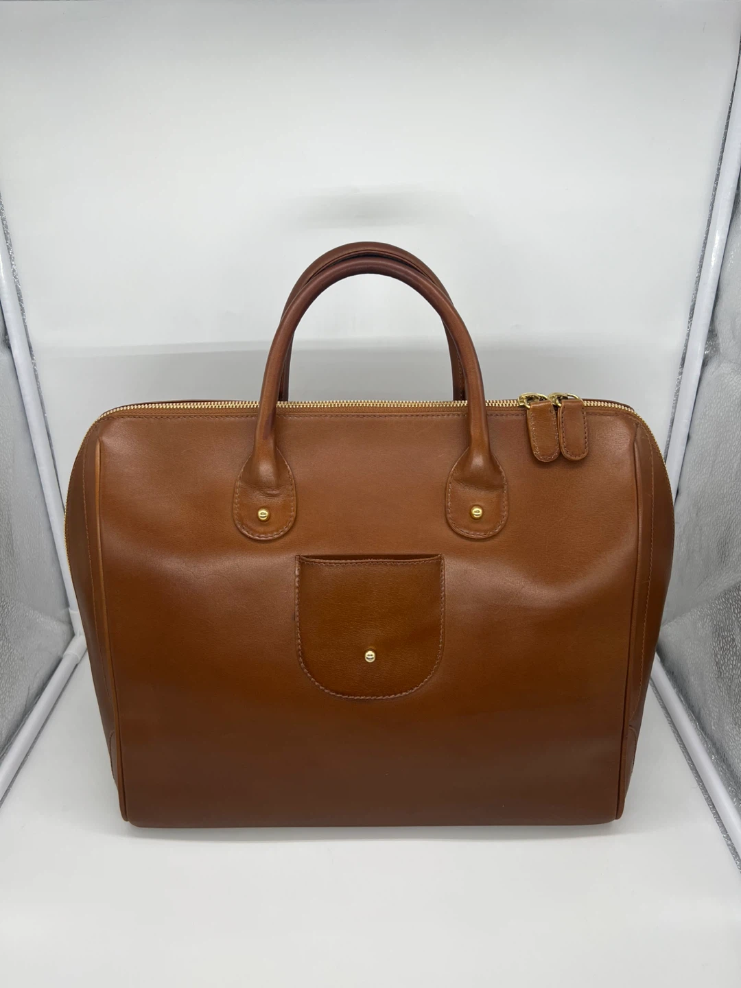 ANTIPINA Handmade Brown Leather Briefcase Commuter Weekender Bag