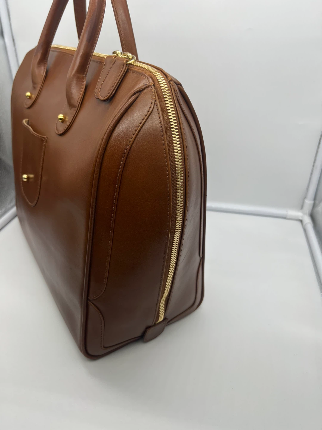 ANTIPINA Handmade Brown Leather Briefcase Commuter Weekender Bag - photo 4