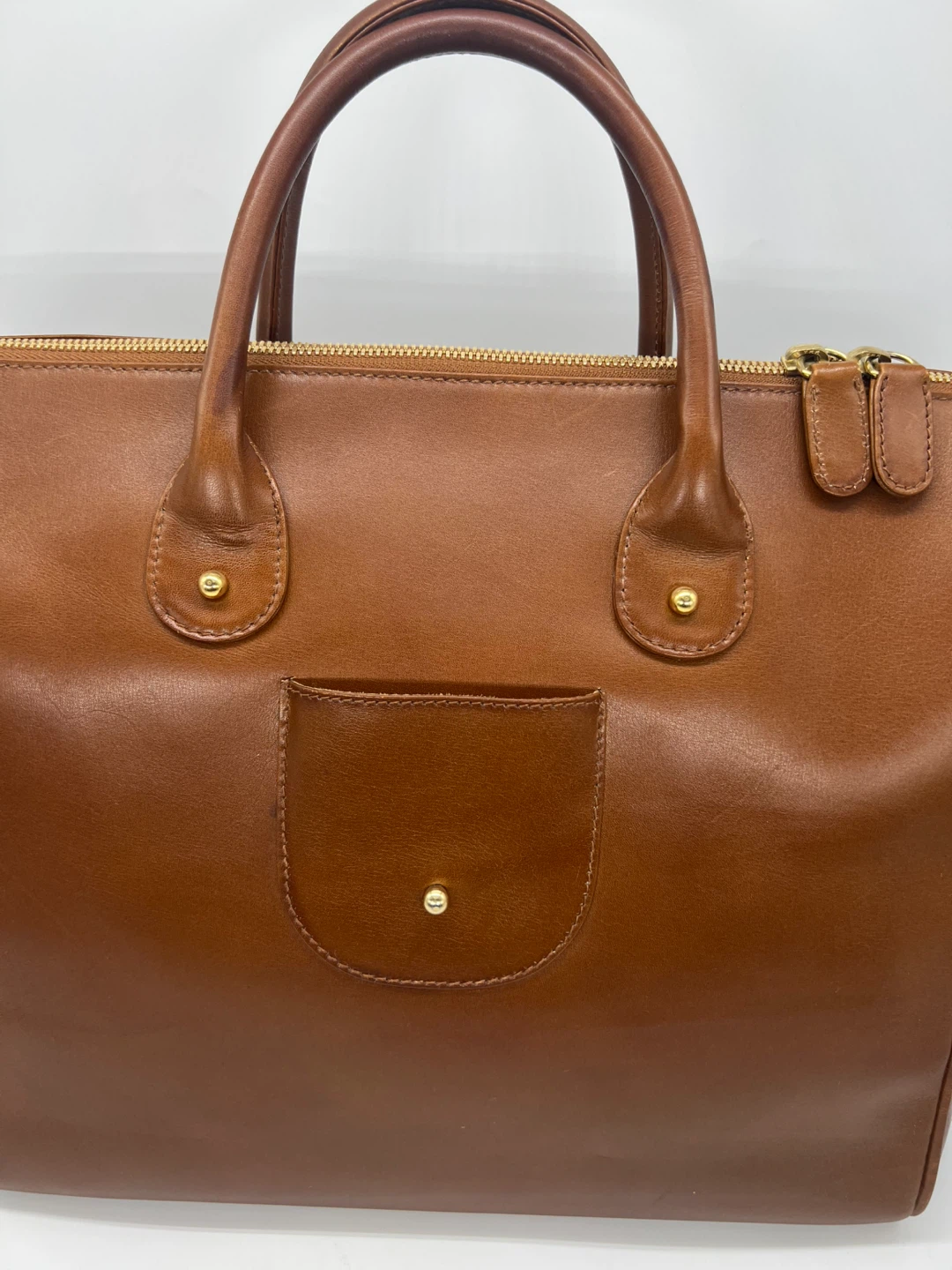 ANTIPINA Handmade Brown Leather Briefcase Commuter Weekender Bag - photo 2