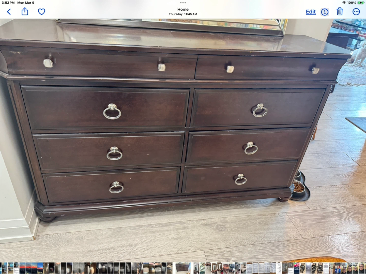 Dark Wood Dresser with 8 Drawers