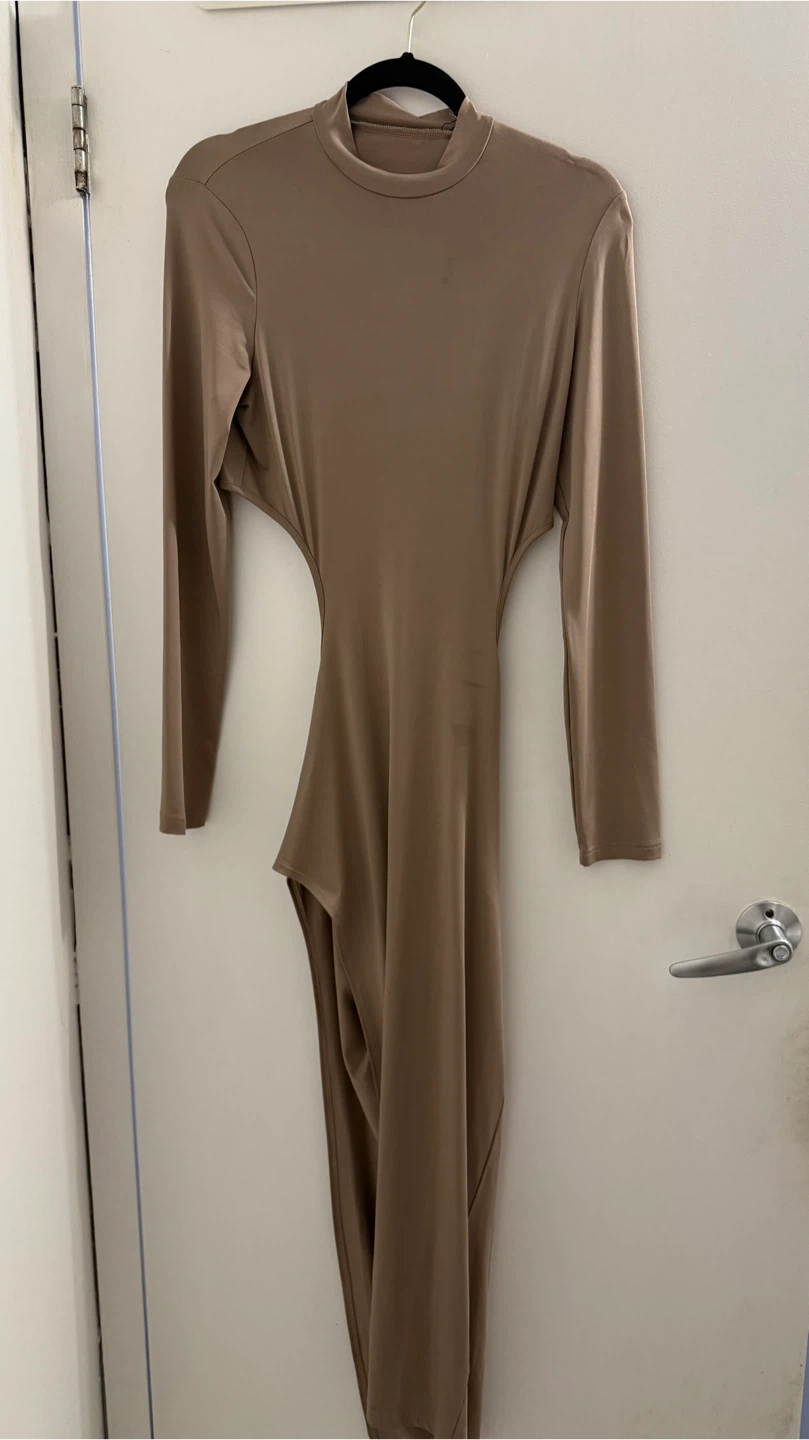 Women's Beige Cut-Out Maxi Dress