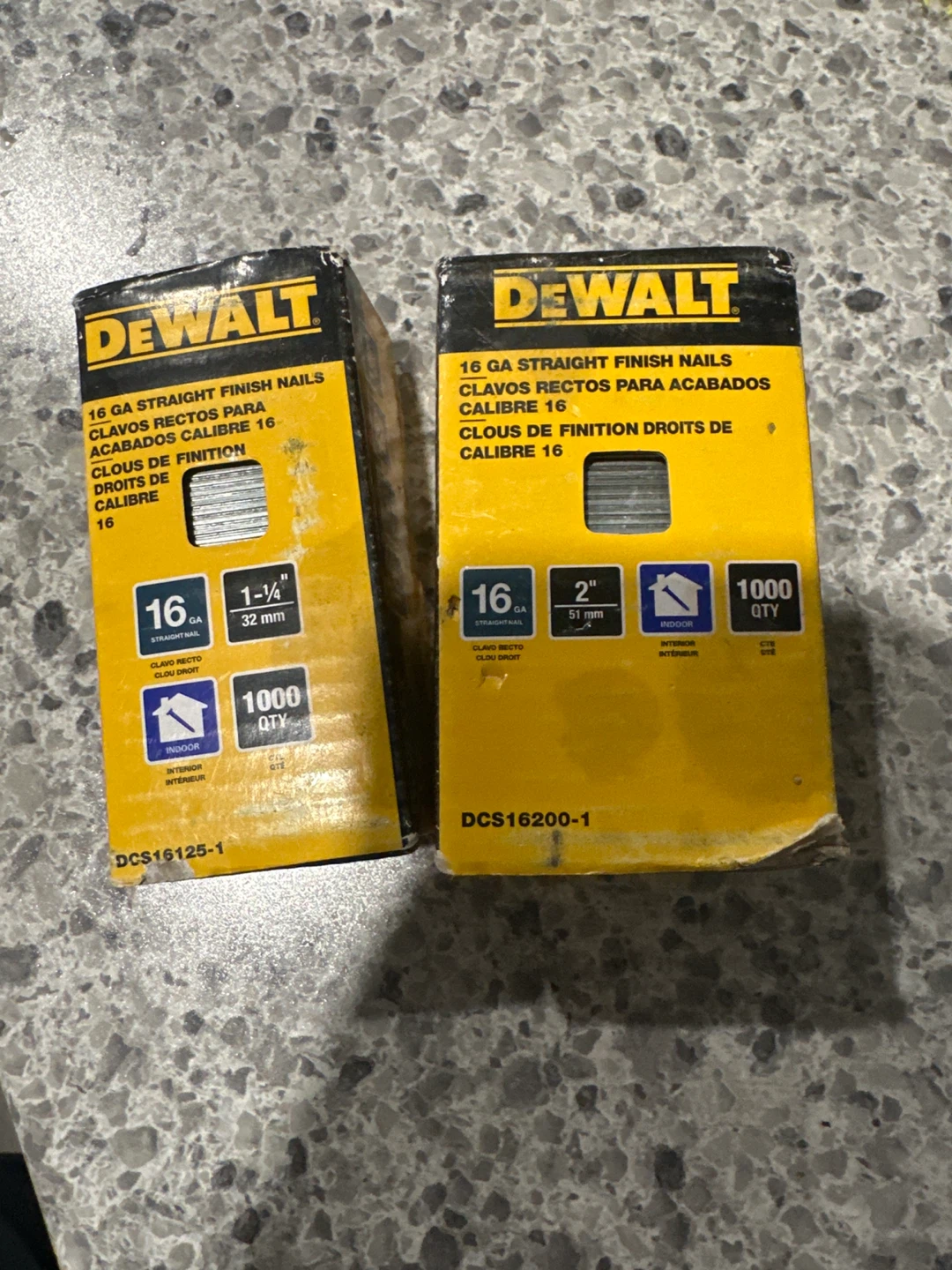 DeWalt 16 Gauge Straight Finish Nails (Two Boxes)