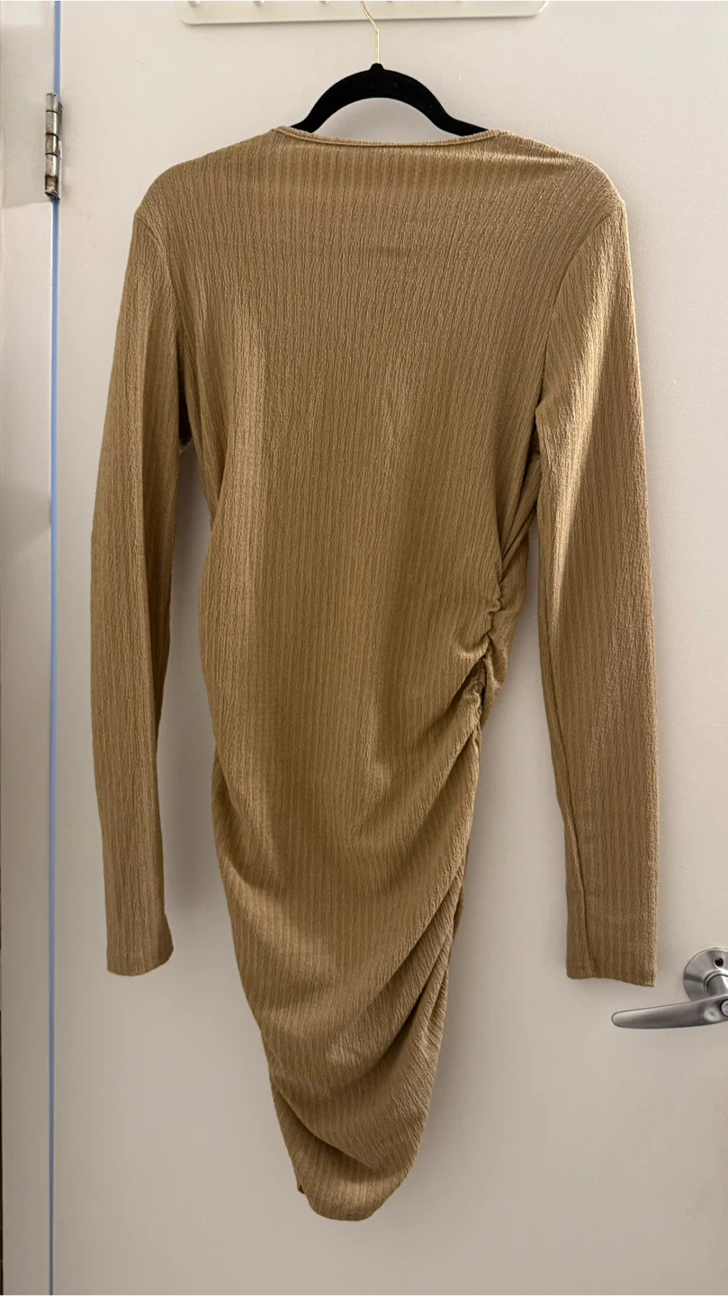 Ribbed Ruched Long Sleeve Dress - photo 2
