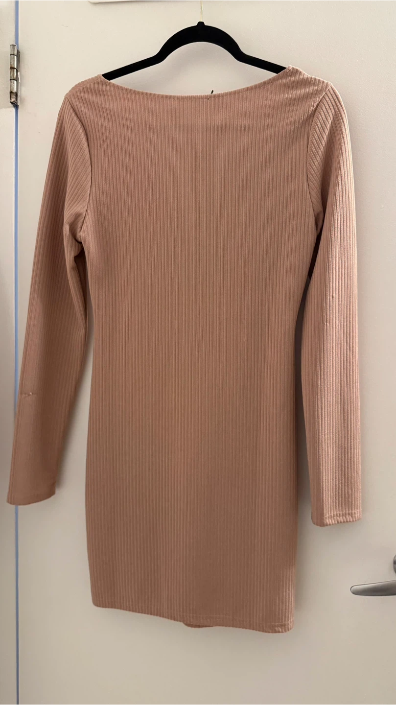 Long Sleeve Ribbed Twist Front Dress - photo 2