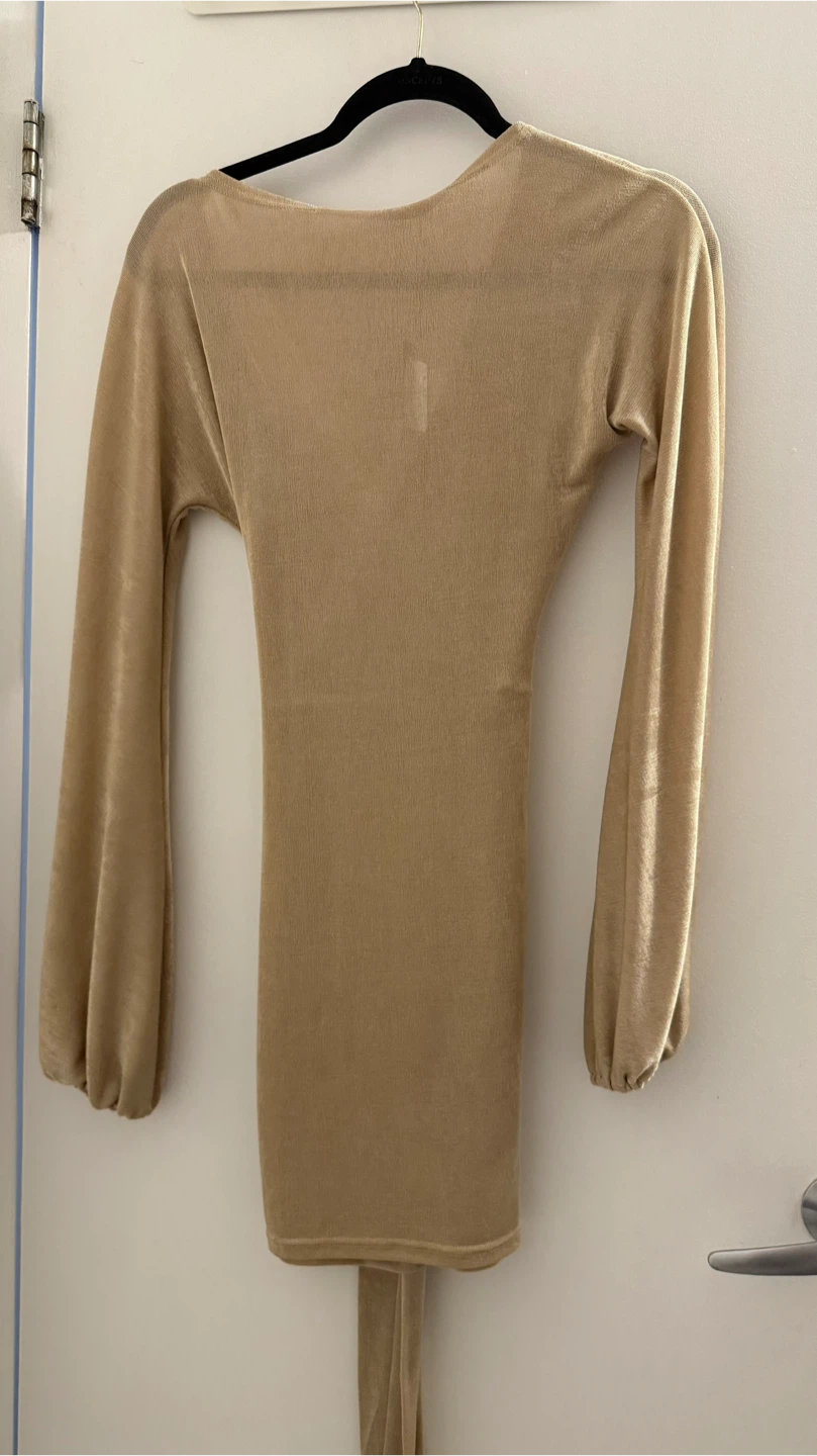 Gold Long Sleeve Wrap Dress - photo 2