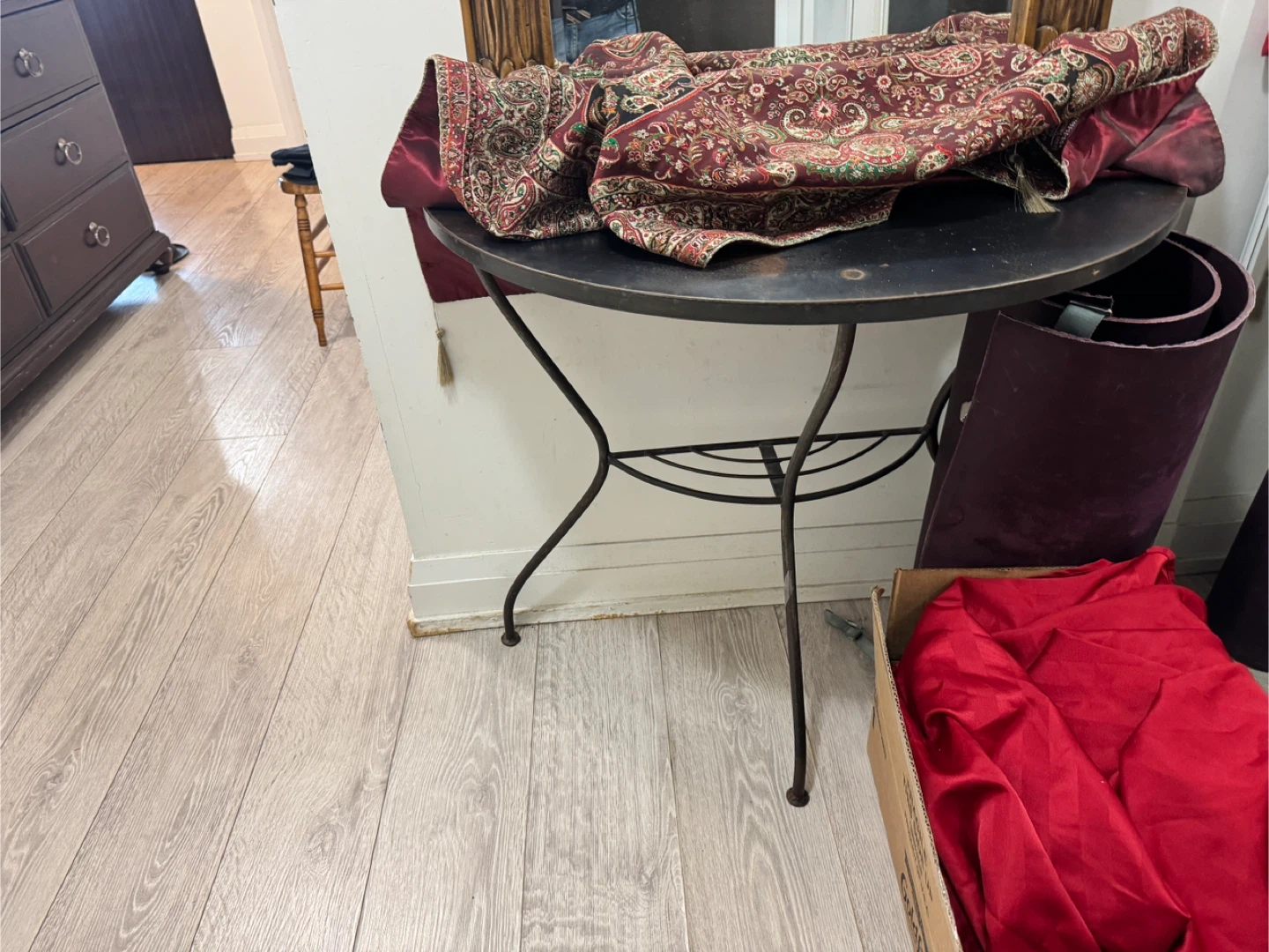 Round Metal Bistro Table with Ornate Legs