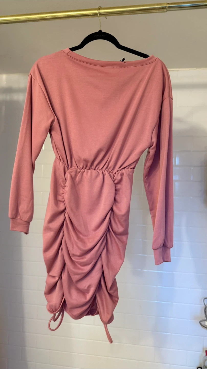 Pink Ruched Long Sleeve Dress - photo 2