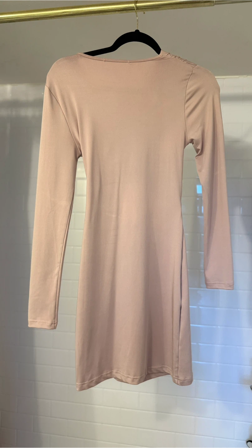 Light Pink Cut-Out Long Sleeve Mini Dress - photo 2