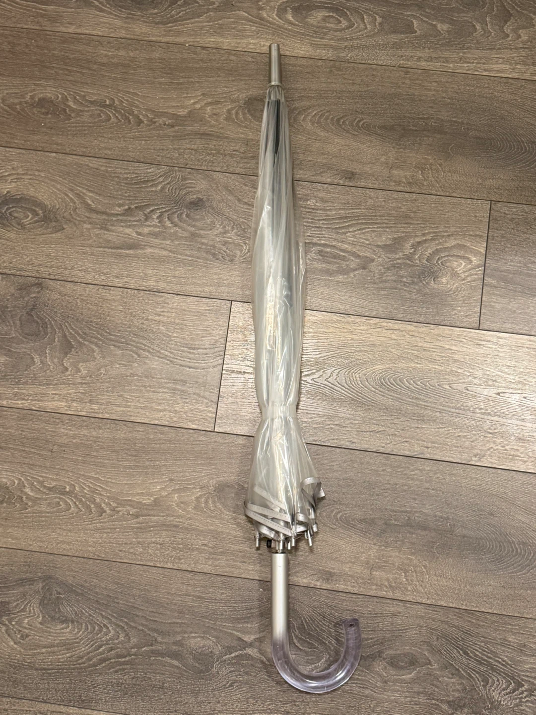 Clear Bubble Umbrella with Purple Hook Handle - photo 2