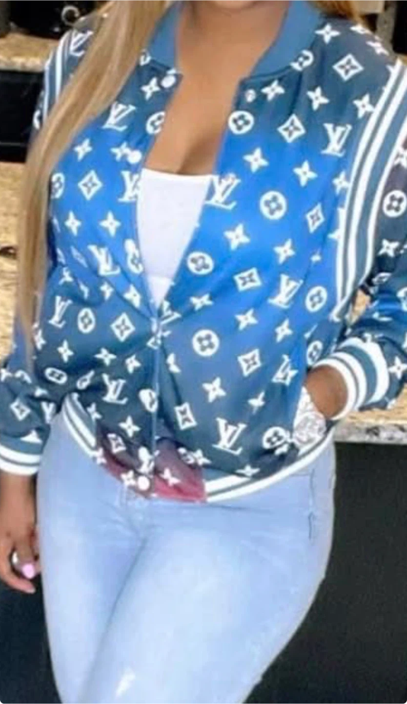 Blue Monogram Bomber Jacket