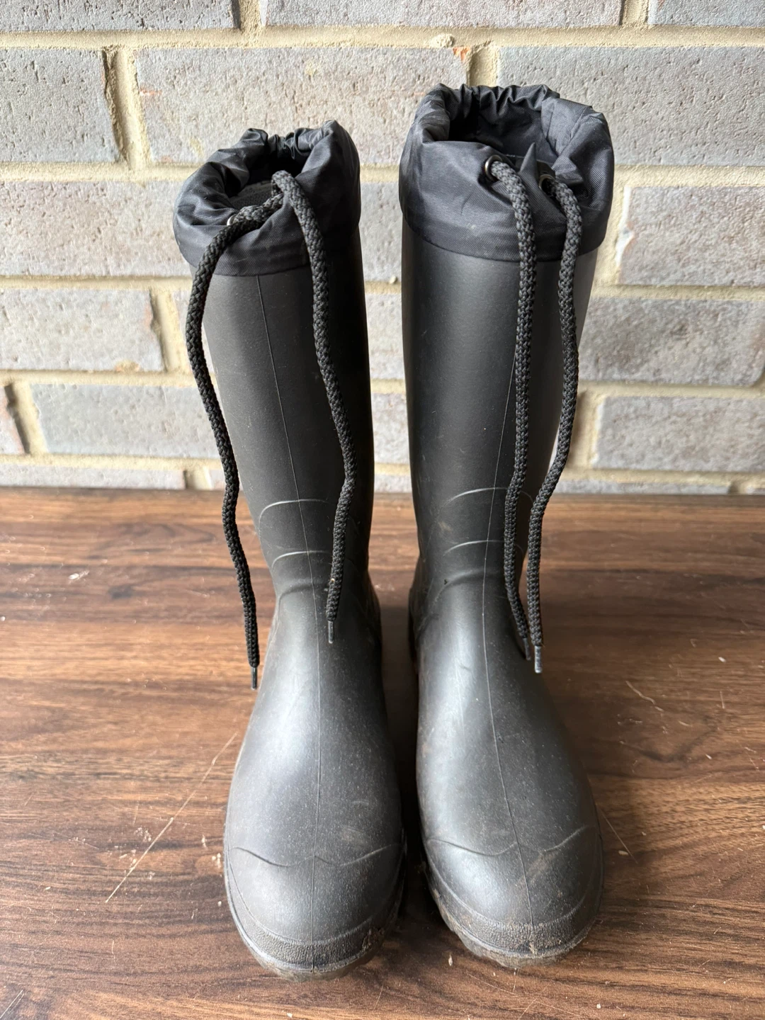 Black Rubber Rain Boots with Drawstring Cuffs - photo 5