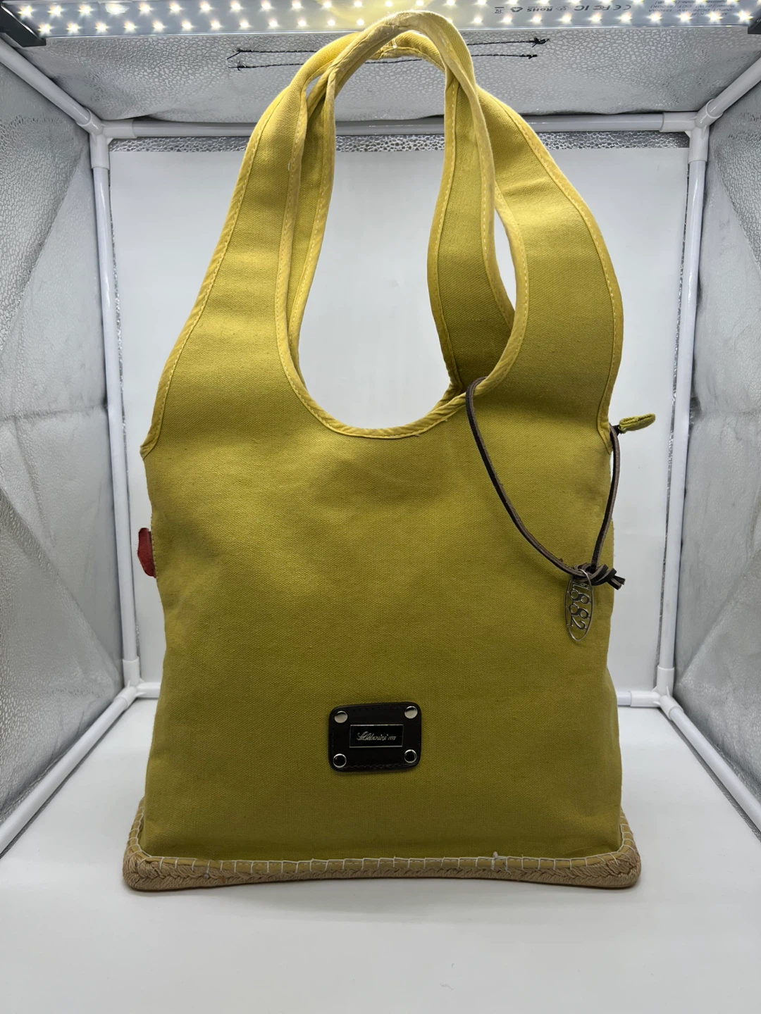 SALDARINI 1882 ESPABAG Lime Green Canvas Espadrille Hobo Tote