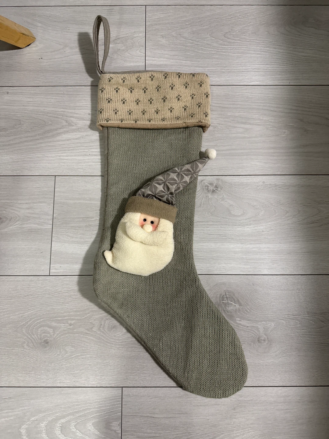 Knitted Christmas Stocking with Santa Design