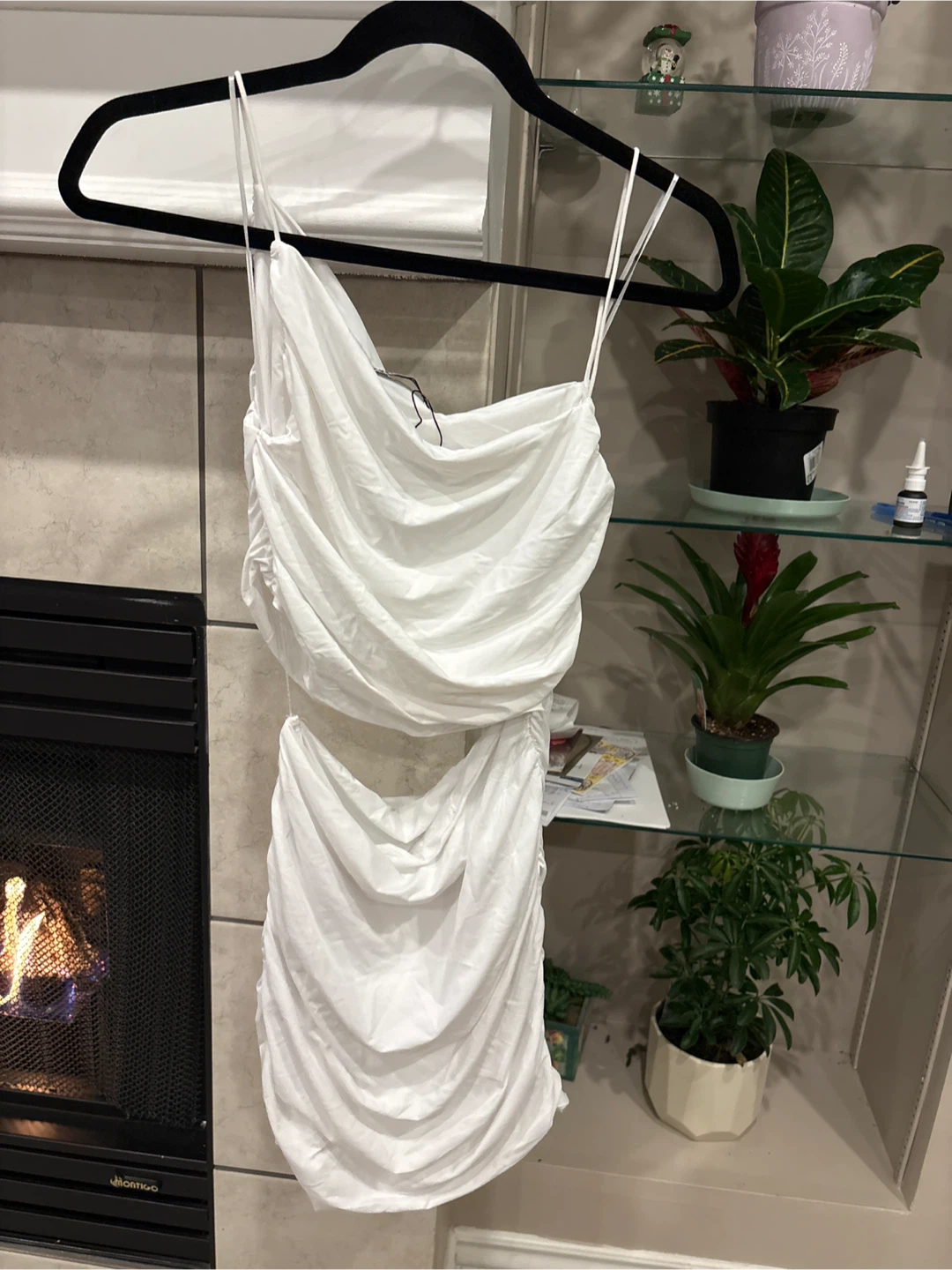 Zara White Ruched Mini Dress Set