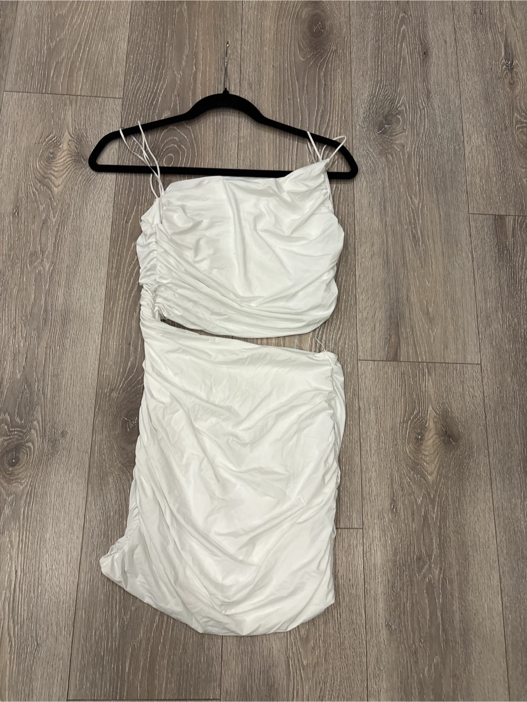 Zara White Ruched Mini Dress Set - photo 5