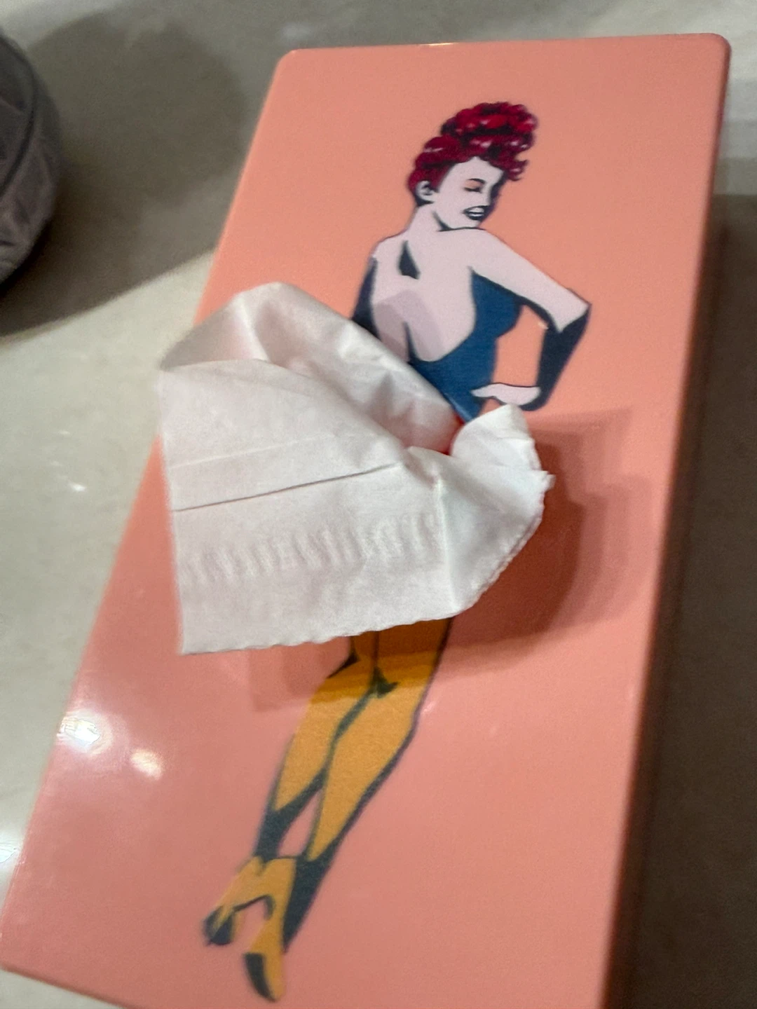 Pink Tissue Box Cover with Pin-up Girl Design - photo 4