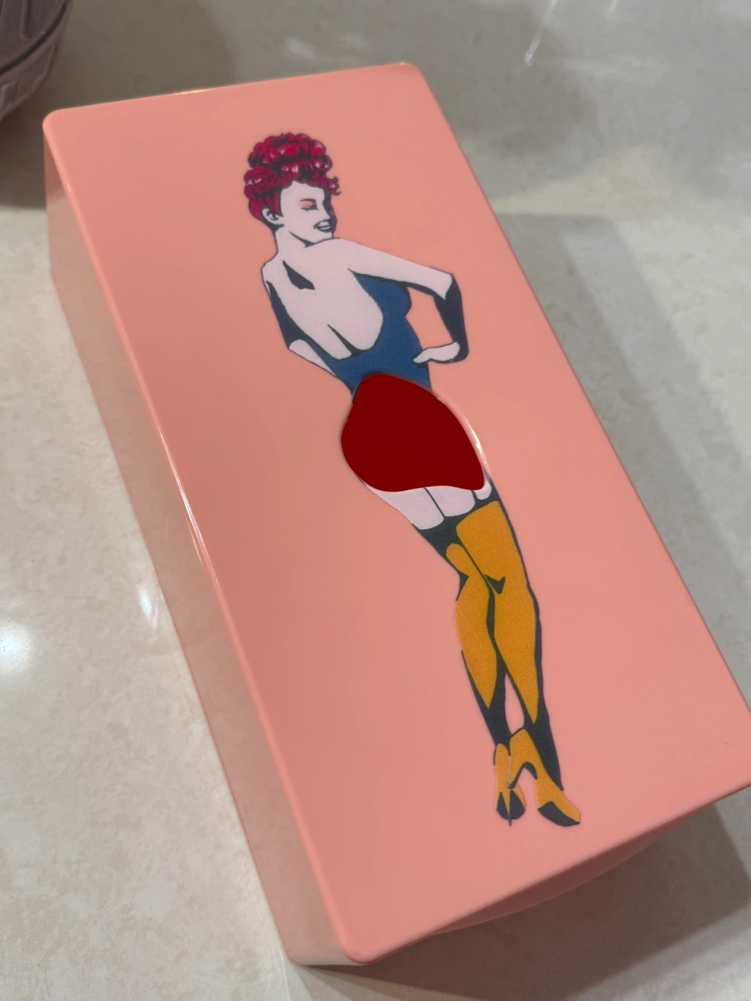 Pink Tissue Box Cover with Pin-up Girl Design - photo 3