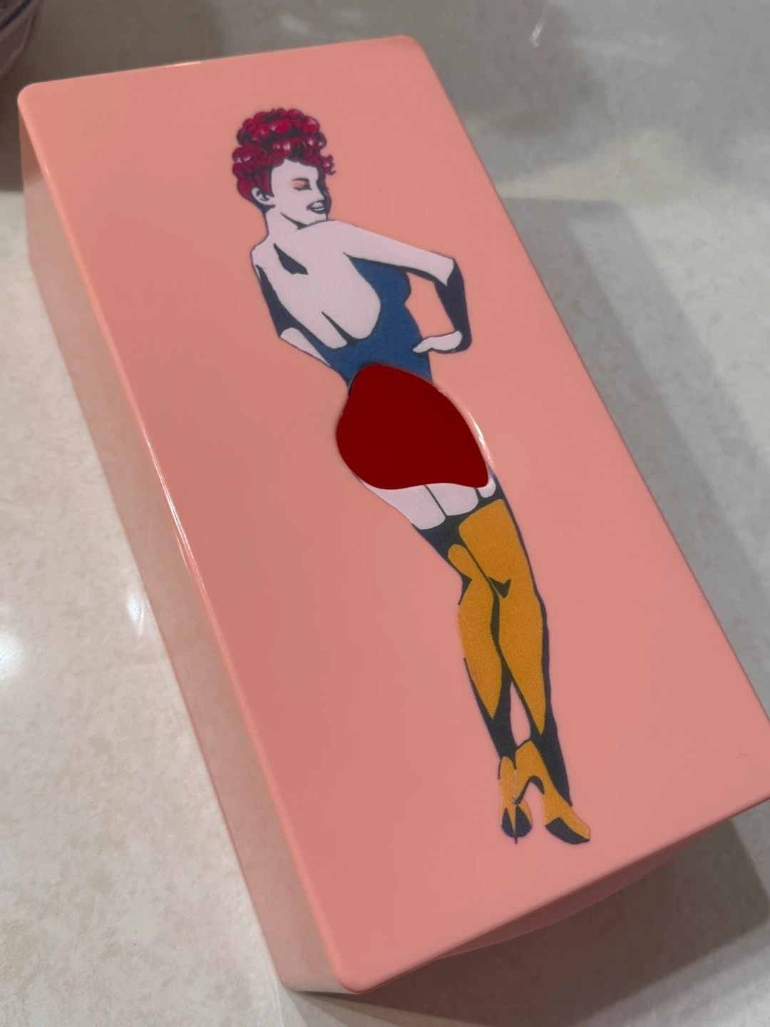 Pink Tissue Box Cover with Pin-up Girl Design - photo 2