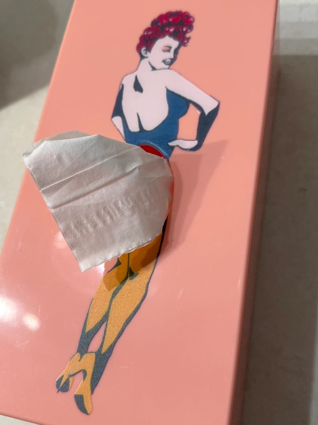 Pink Tissue Box Cover with Pin-up Girl Design - photo 5