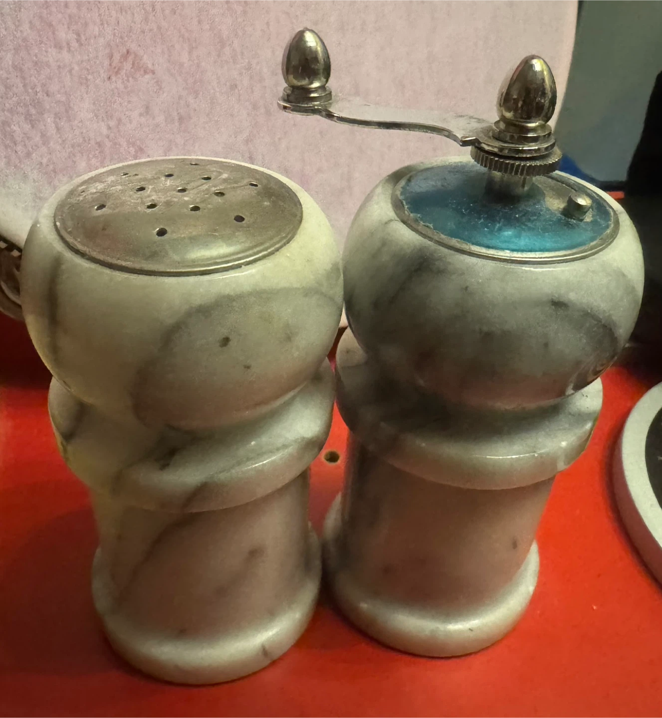 Marble Salt Shaker and Pepper Grinder Set