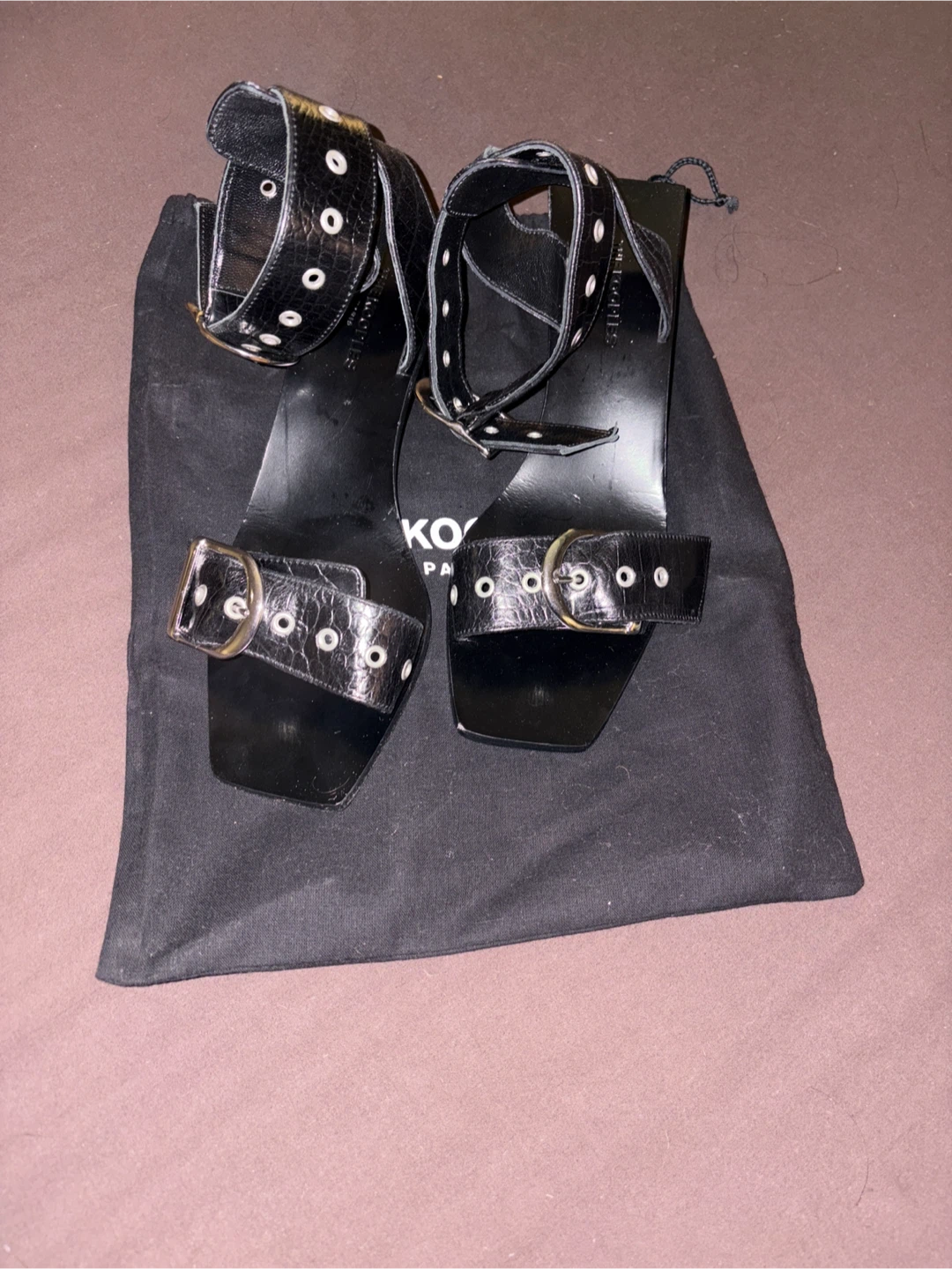 The Kooples Black Leather Ankle Strap Sandals - photo 2
