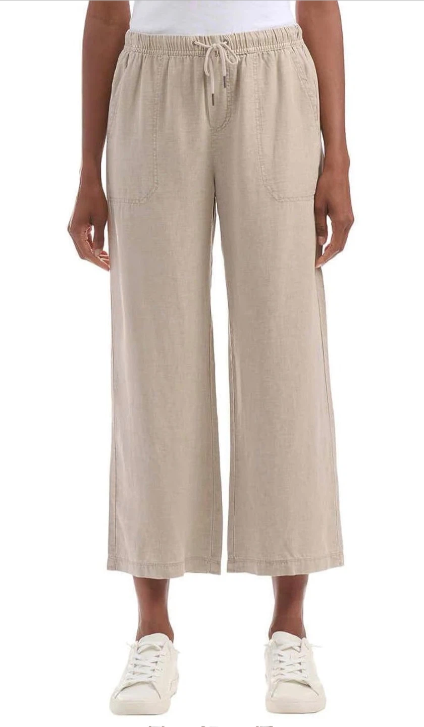 NEW! Splendid Linen Blend Wide-Leg Cropped Pants