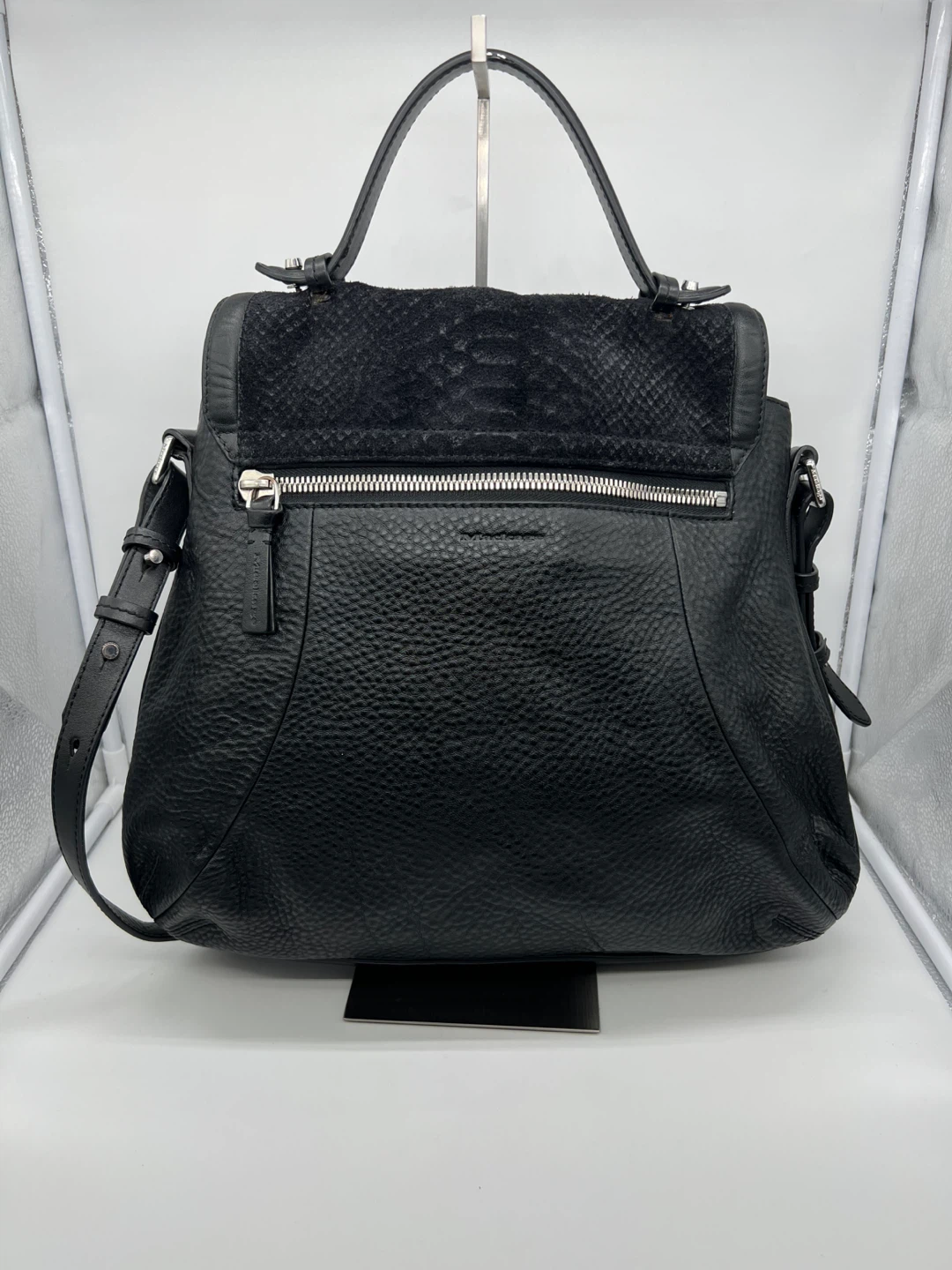 MACKAGE Carrie Black Embossed Leather Large Messenger Crossbody - photo 4
