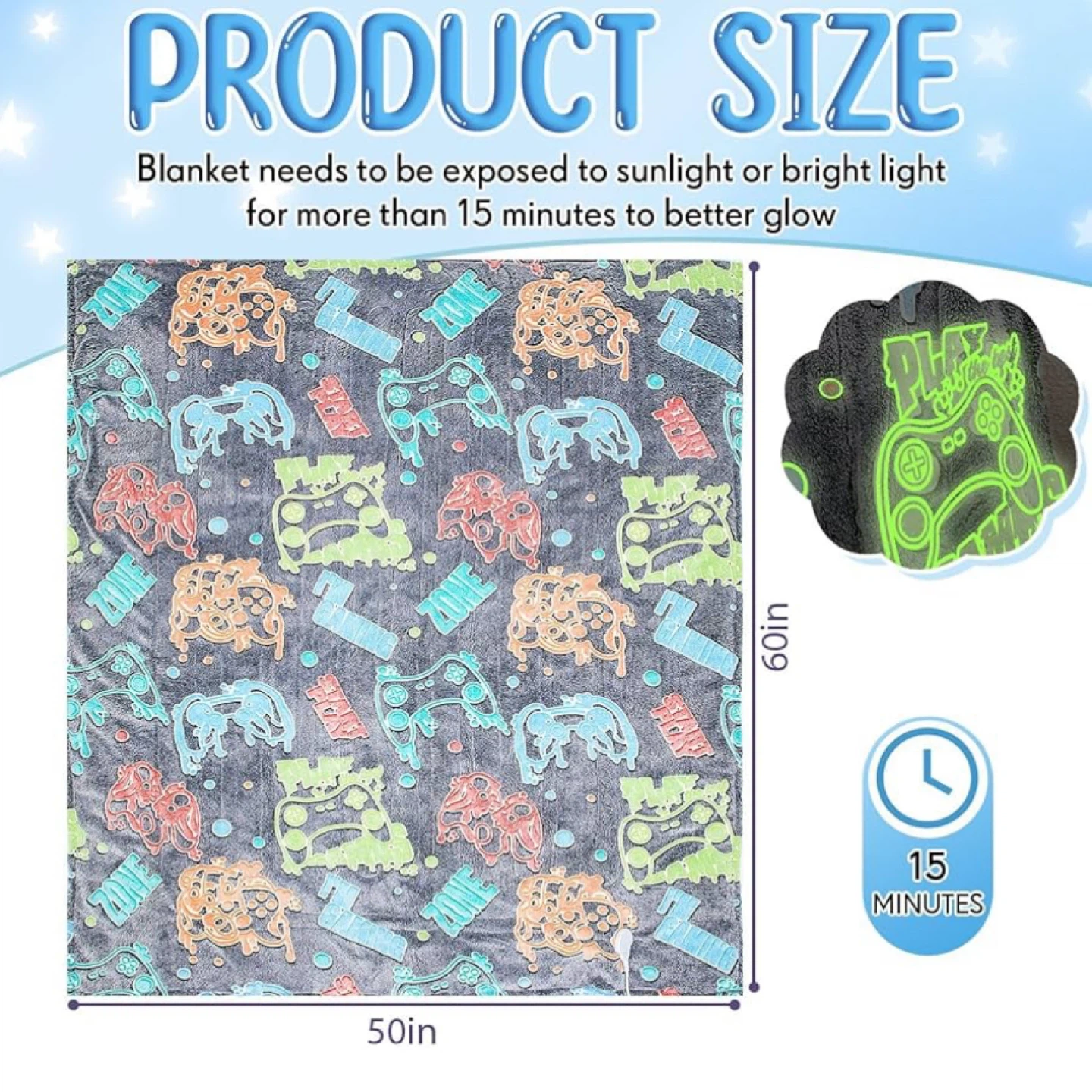 Glow in the Dark Heated Blanket - 50x60in - photo 4