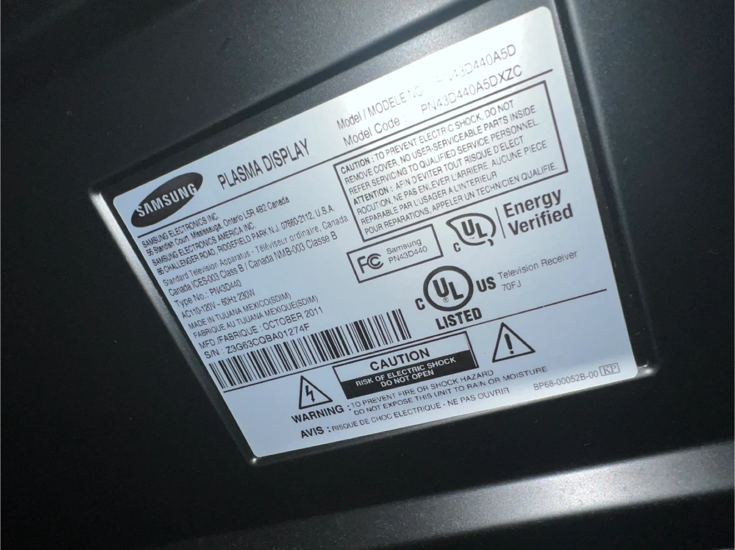 Samsung 43 inch Plasma TV - PN43D440A5D - photo 3
