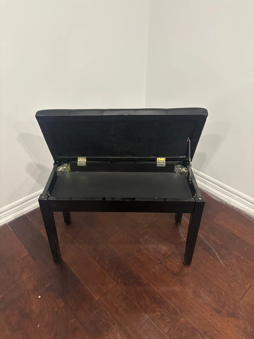 Black Piano Bench with Storage - photo 2