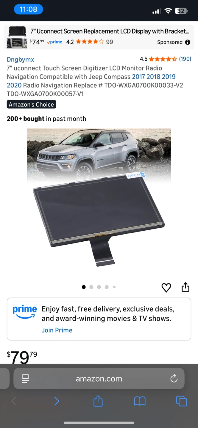 Replacement LCD Display for Jeep Compass (2017-2020) - photo 2