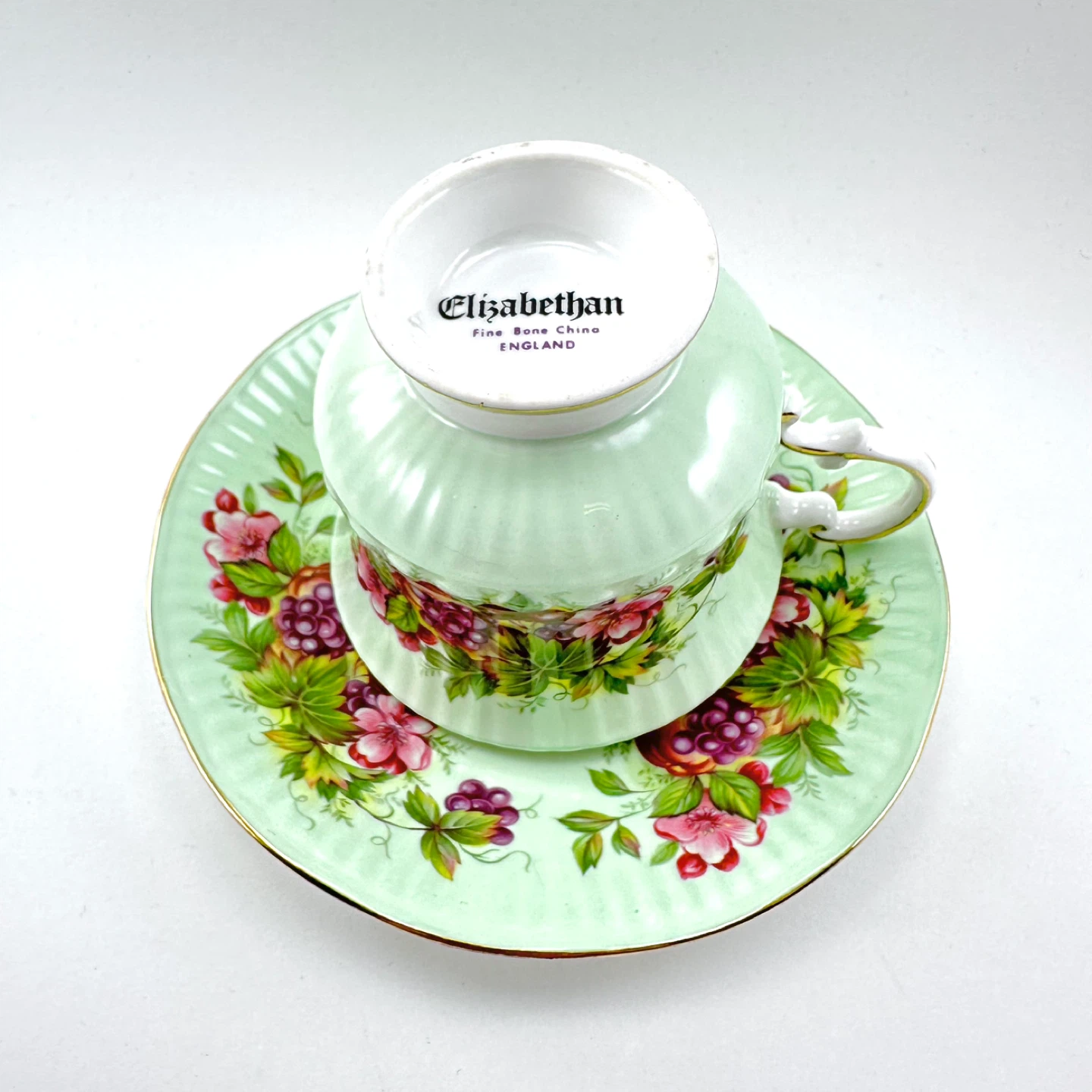Elizabethan green orchard fruits teacup - photo 5