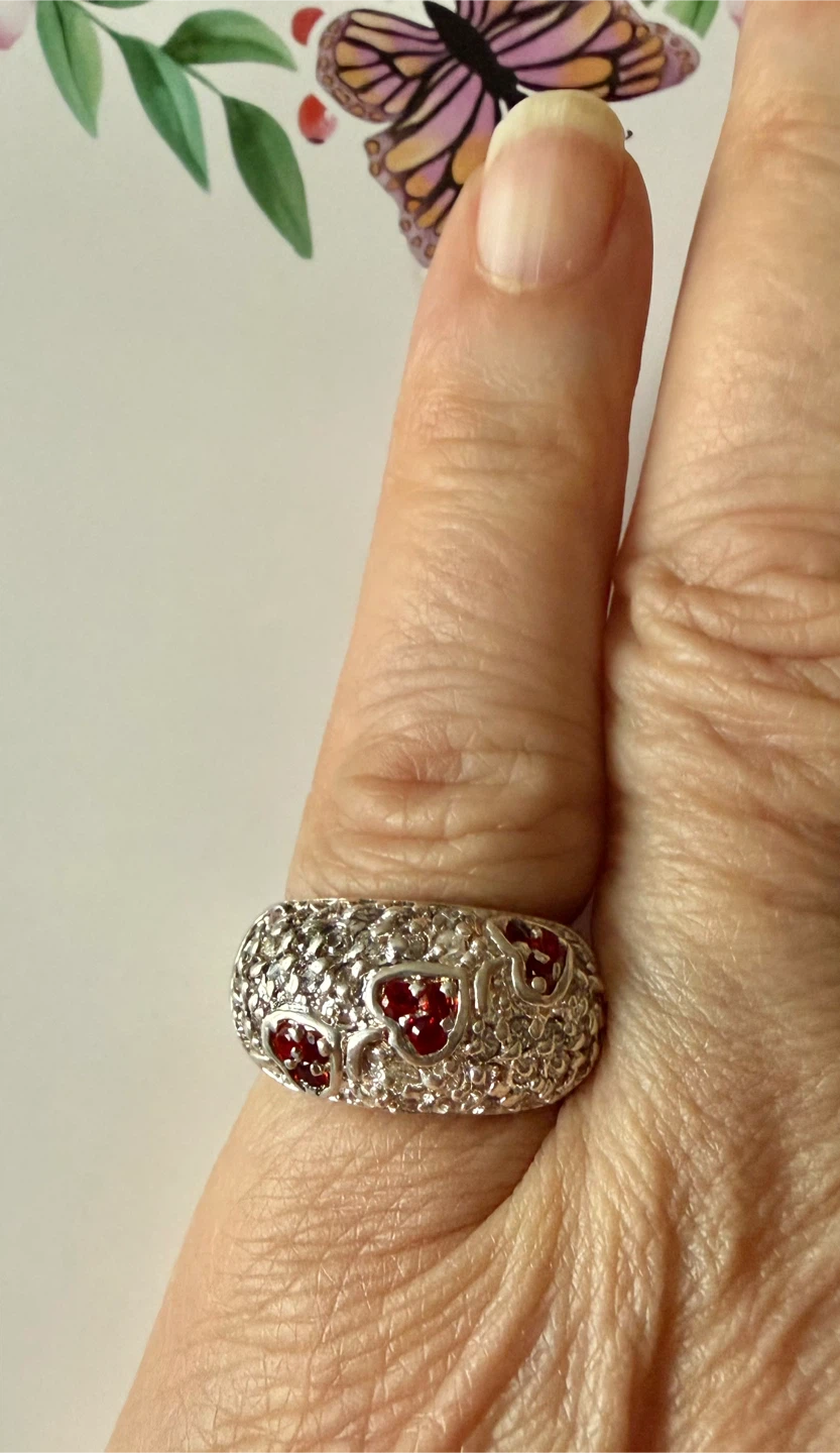 Sterling Silver Heart Ring with Cubic Zirconia - photo 4