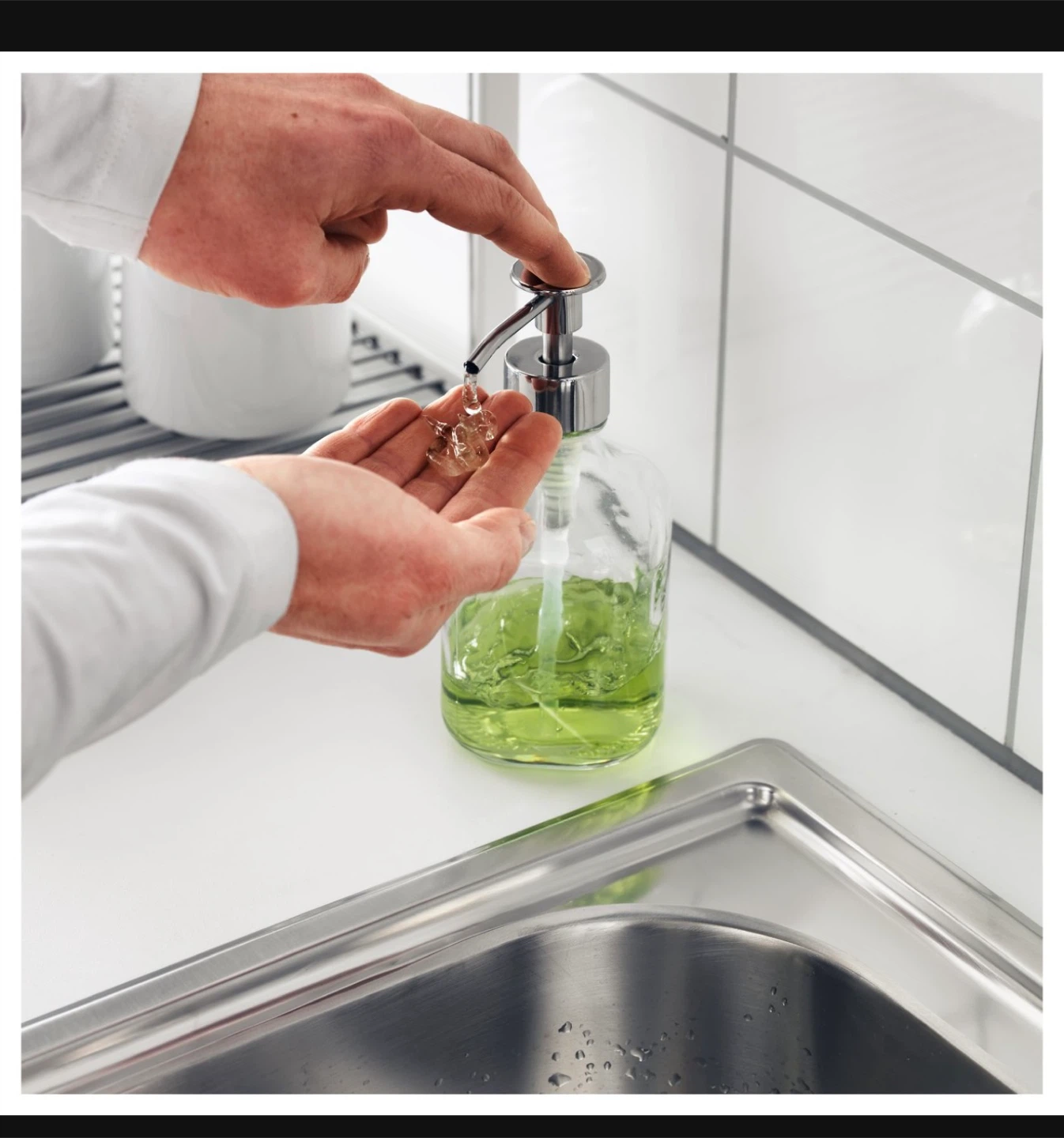 Glass Soap Dispenser with Chrome Pump - photo 2