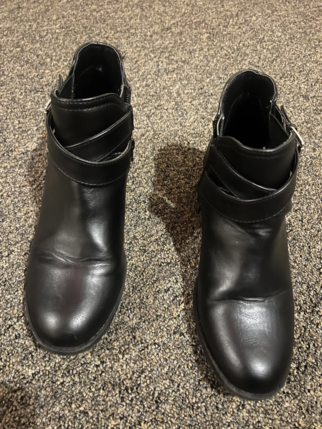 Time and Tru Black Faux Leather Ankle Boots